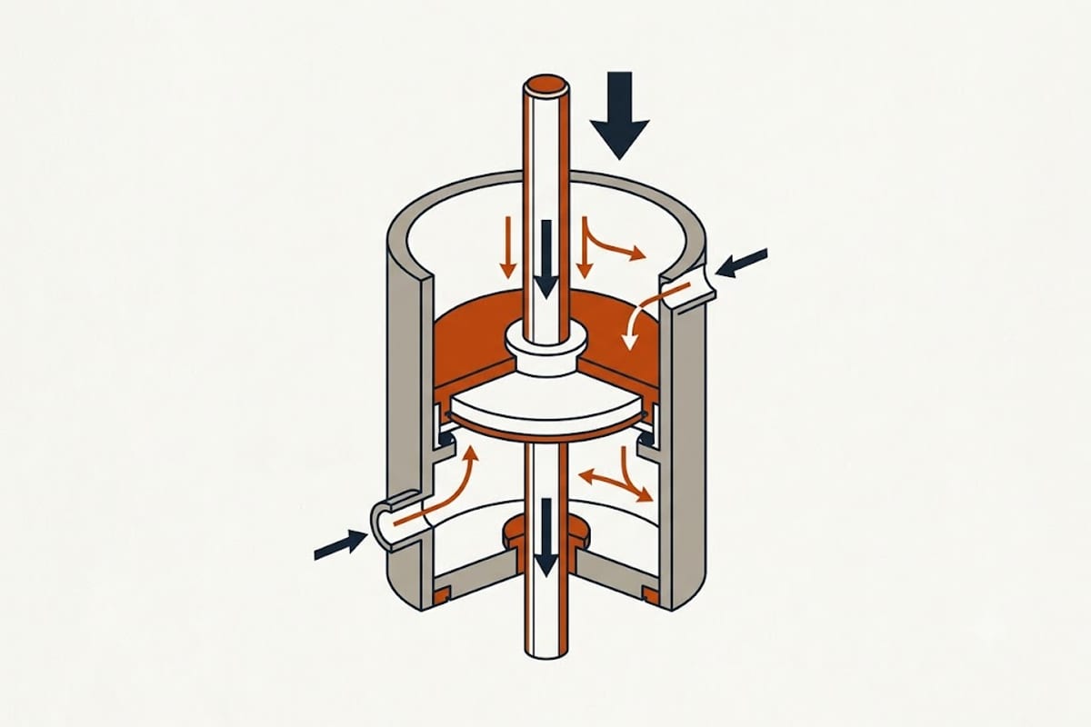 The air and water sides of a tank