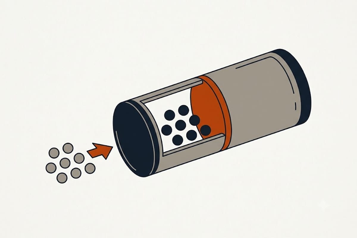 Particles captured at the first stage